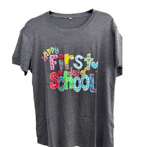 NWOT Women's Gray First Day of School Teacher T-Shirt Large